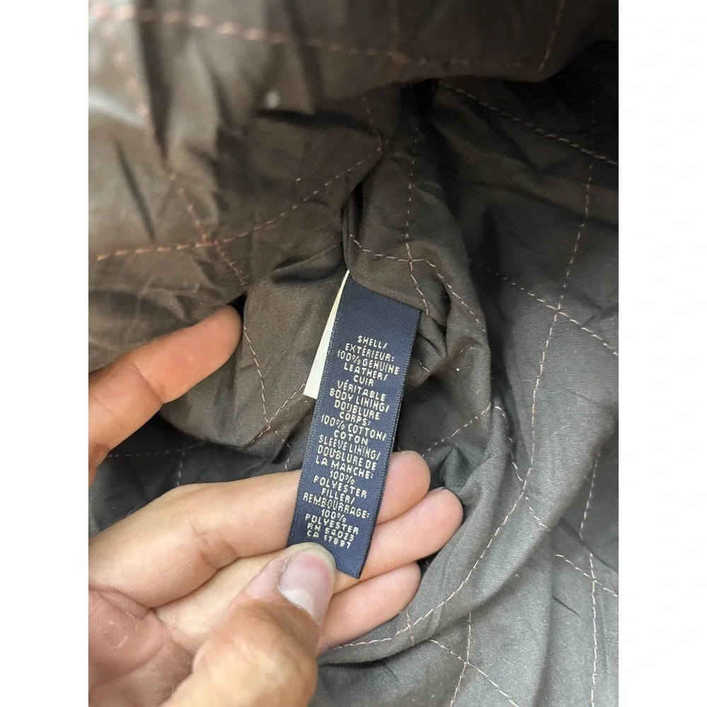 Banana Republic Mens Suede Leather Jacket Brown Button Quilted Coat Small